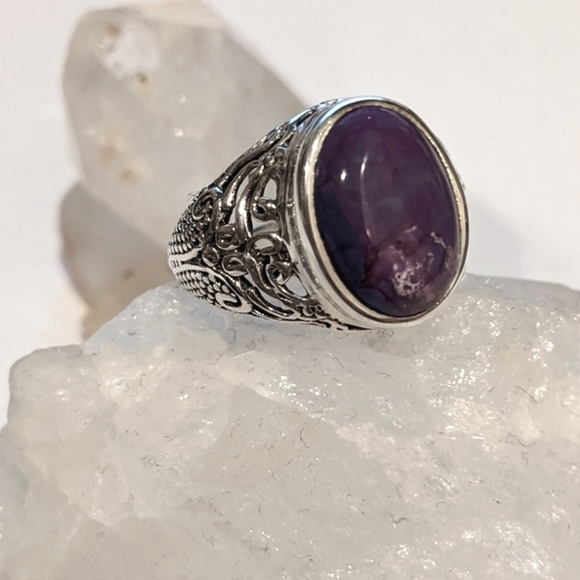Purple Copper Turquoise, 925 Silver Ring, size 7.5 - Picture 11 of 11